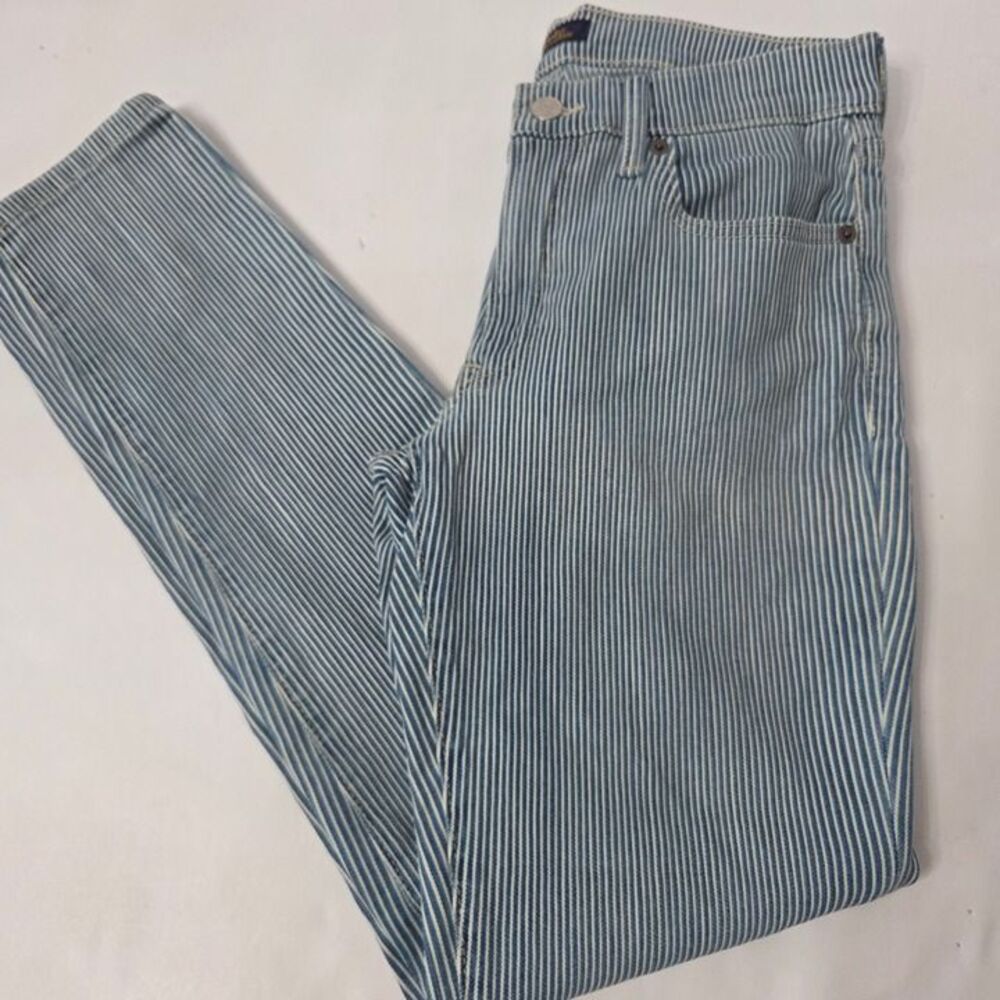 Polo Ralph Lauren Tompkins Skinny Jeans Blue/White Railroad Stripe Size 28